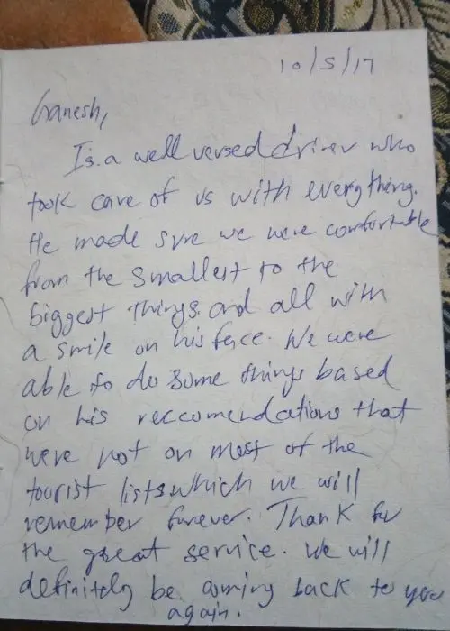 Hand Written Traveler Reviews 16