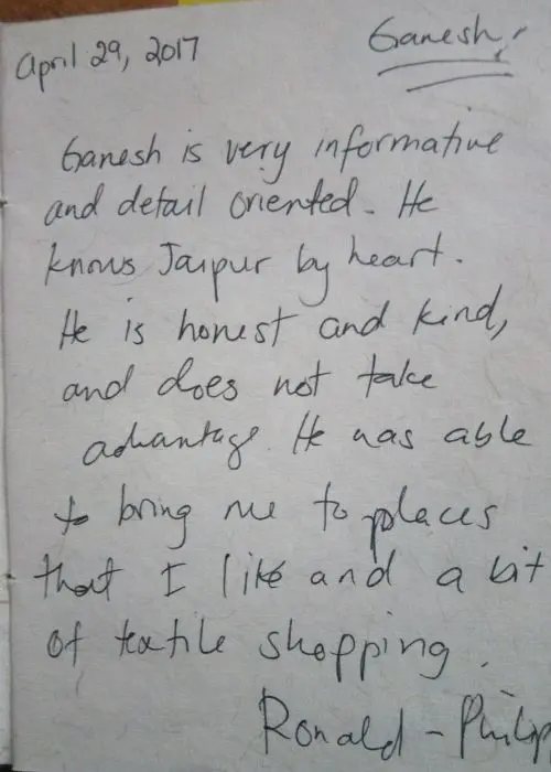 Hand Written Traveler Reviews 19