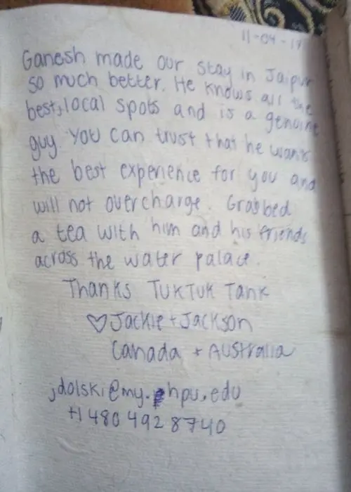Hand Written Traveler Reviews 20