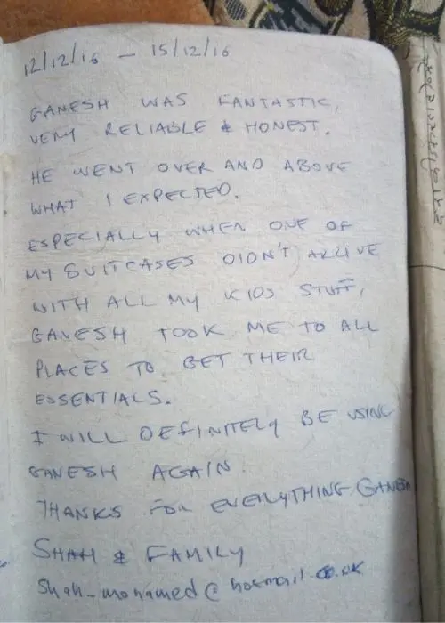 Hand Written Traveler Reviews 25