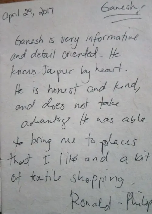 Hand Written Traveler Reviews 28