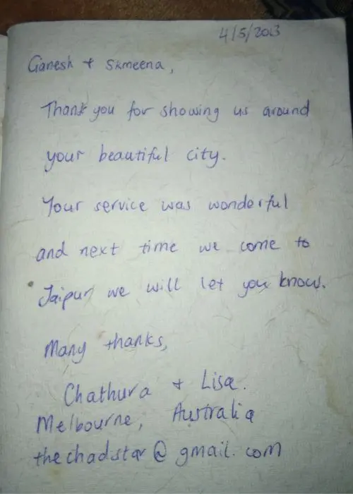 Hand Written Traveler Reviews 3