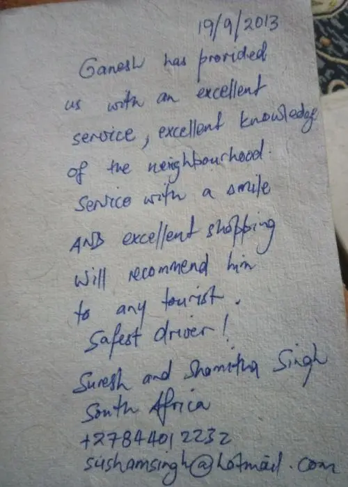 Hand Written Traveler Reviews 5