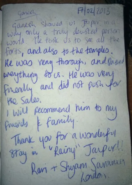 Hand Written Traveler Reviews 6
