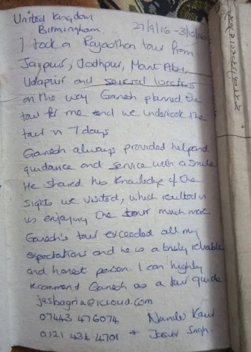 Hand Written Traveler Reviews 9