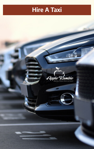 Luxury taxi cars lined up and ready for hire through Apple Ramble’s premium transport services.